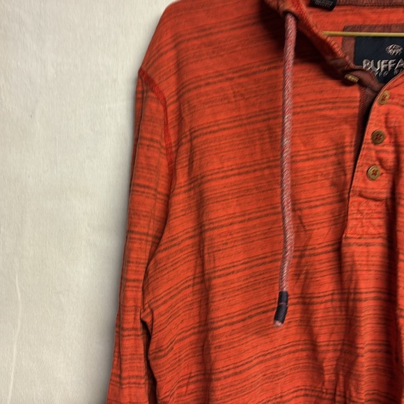 Buffalo David Bitton Men’s Long Sleeve Hooded T-Shirt Orange Size Medium - Picture 6 of 8
